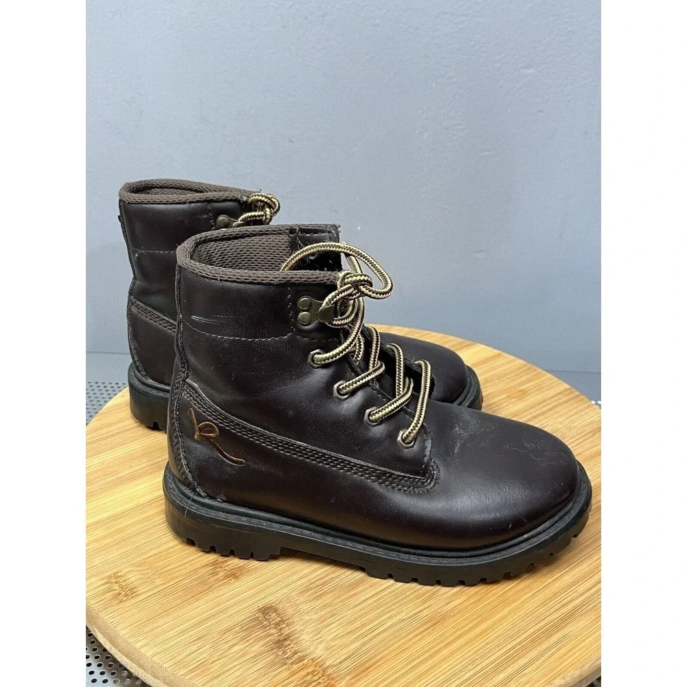Rocawear Boots Boys Size 1 Brown Ankle Work Boot Lace Up Lug Sole‎ Logo RW106112